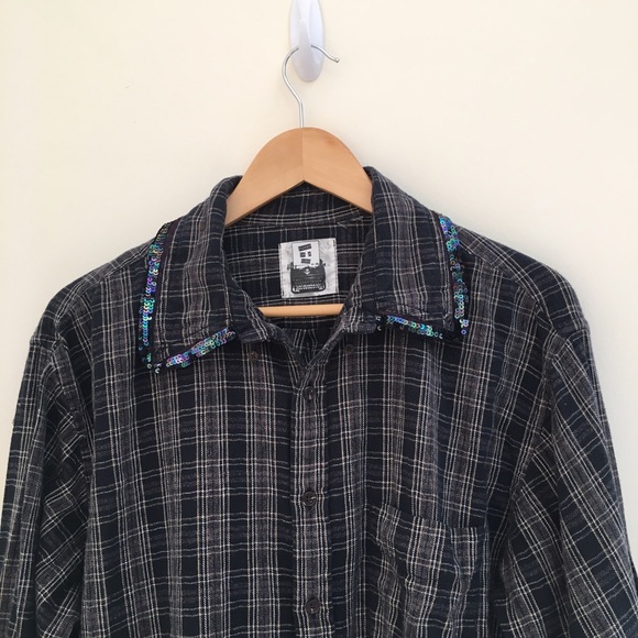 LF Sequin collar flannel button down - Picture 4 of 4